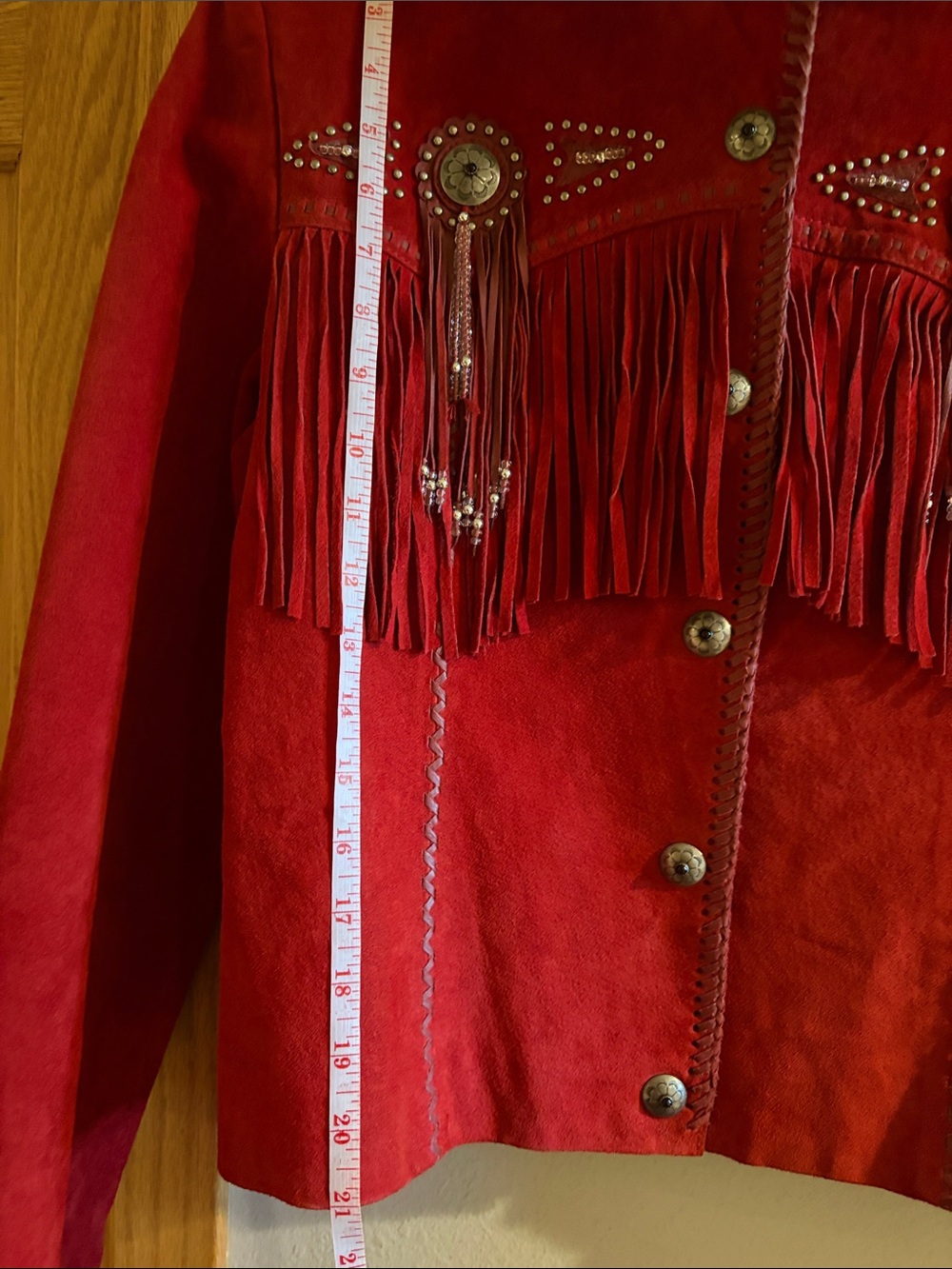 Scully Red Suede Fringe Jacket with Concho Accents - Picture 8 of 8